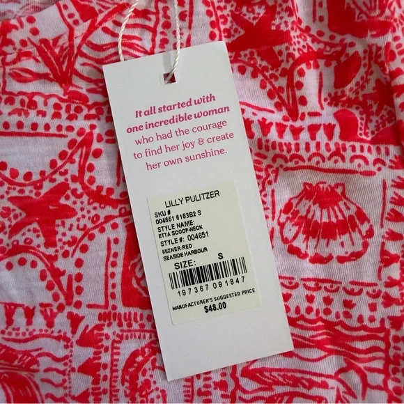 Lilly Pulitzer Small Seaside Harbour Print Short Sleeve Top Mizner Red - Picture 3 of 7